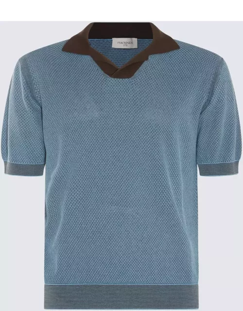 Piacenza Cashmere Blue Cotton-silk Blend Polo Shirt