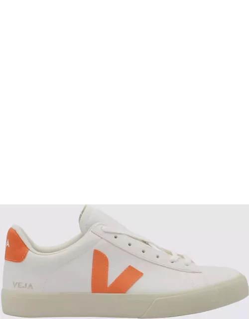 Veja White And Orange Leather Campo Sneaker