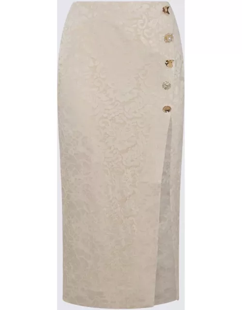 self-portrait cream Cord Lace Split Midi Skirt