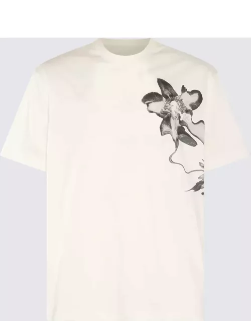 Y-3 Cream And Black Cotton T-shirt