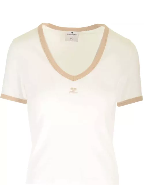 Courrèges T-shirt With Contrasting Hem
