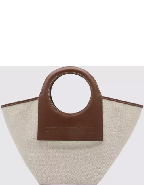 Hereu Beige And Brown Chestnut Leather And Canvas Cala Tote Bag