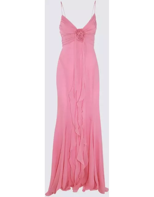 Blumarine Pink Silk Maxi Dres