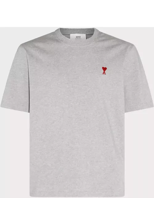 Ami Alexandre Mattiussi Grey And Red Cotton Ami De Coeur T-shirt