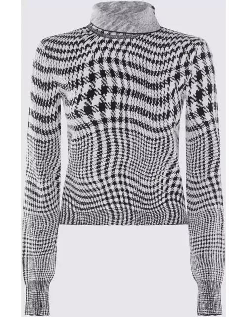 Burberry Black And White Wool Blend Pied-de-poule Sweater