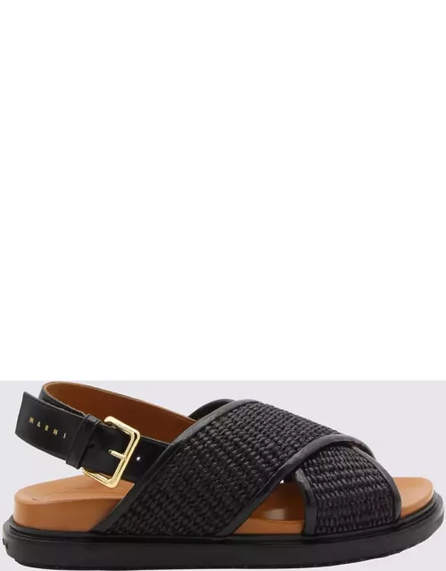 Marni Black Cotton Fussbeet Sandal