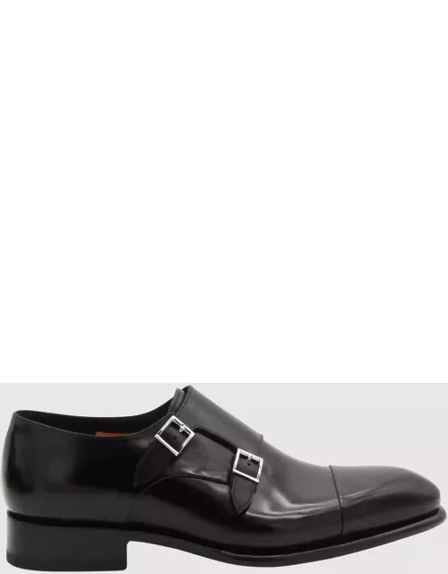 Santoni Black Leather Formal Shoe
