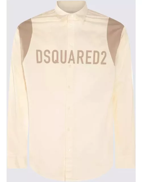 Dsquared2 Cream And Beige Cotton Blend Shirt