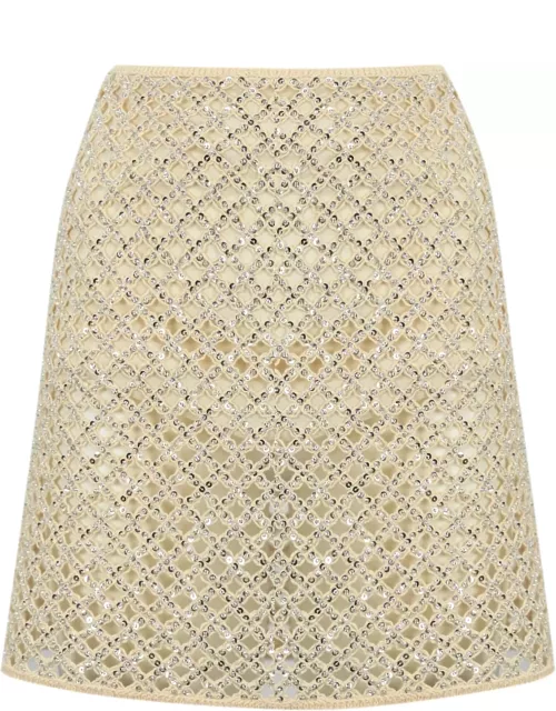 TwinSet Mesh Skirt With Sequins And Bead