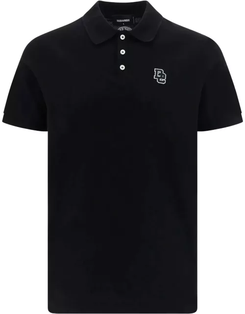 Dsquared2 Black Cotton Polo Shirt