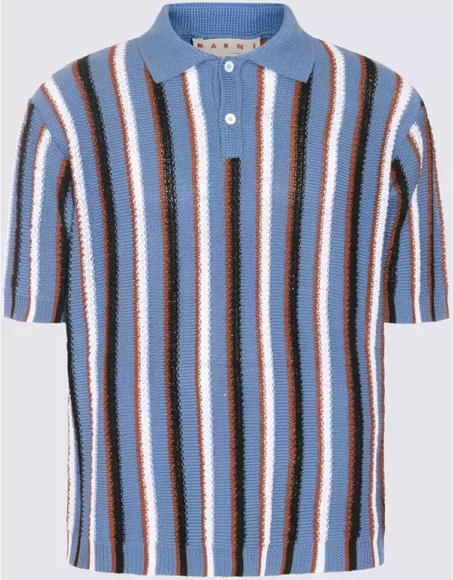 Marni Light Blue Multicolour Cotton Polo Shirt