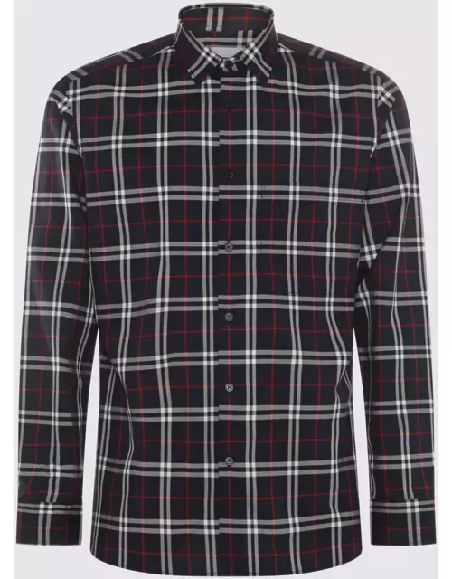 Burberry Navy And Red Cotton Shirt