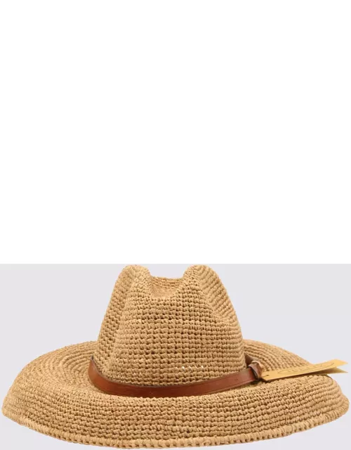 Ibeliv Natural Raffia And Brown Leather Safari Hat