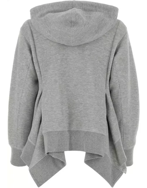 Sacai Melange Grey Cotton Blend Sweatshirt