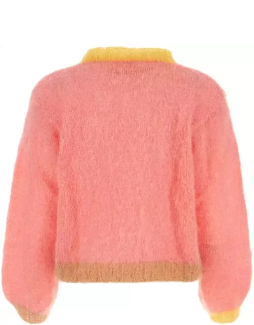Rose Carmine Salmon Stretch Mohair Blend Sweater