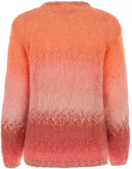 Rose Carmine Embroidered Stretch Mohair Blend Sweater