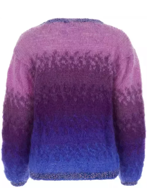 Rose Carmine Embroidered Stretch Mohair Blend Sweater