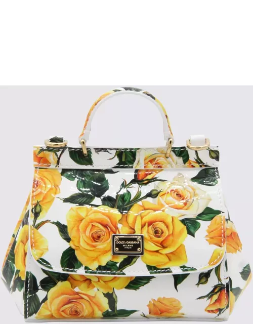 Dolce & Gabbana White And Yellow Leather Sicily Tote Bag