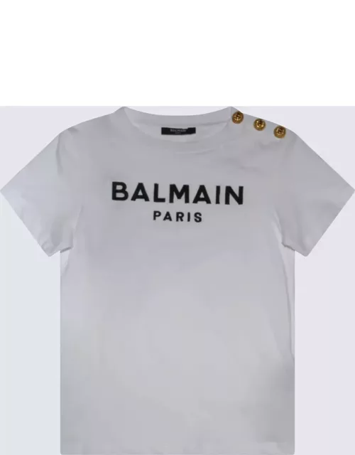 Balmain White And Black Cotton T-shirt