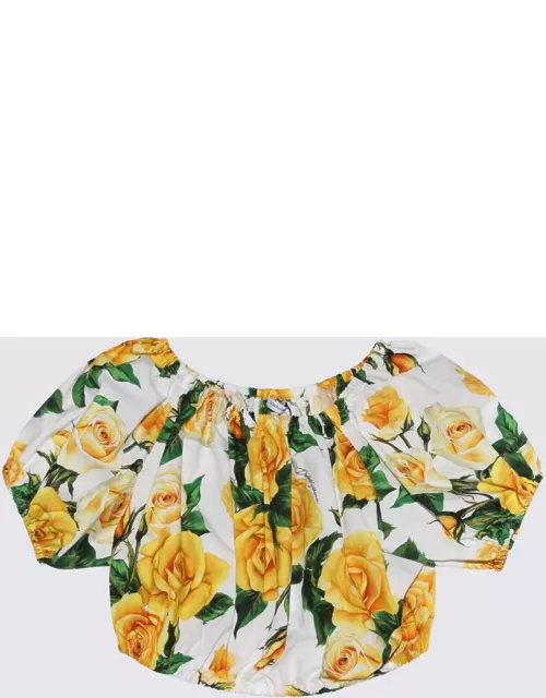 Dolce & Gabbana White, Yellow And Green Cotton Top
