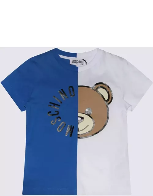 Moschino White And Blue Multicolour Cotton T-shirt