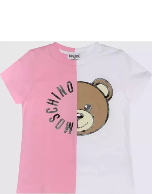 Moschino White And Pink Multicolour Cotton T-shirt