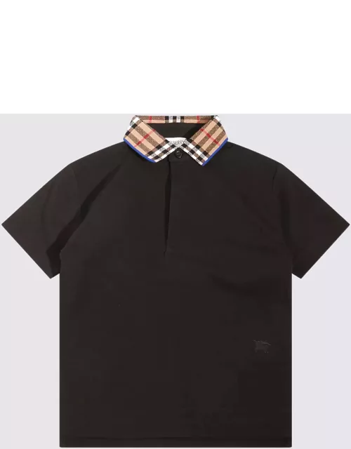 Burberry Black And Archive Beige Cotton Polo Shirt