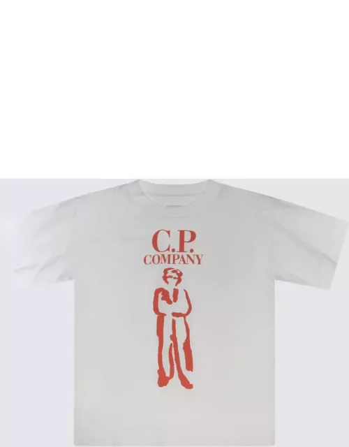 C.P. Company White And Orange Cotton T-shirt