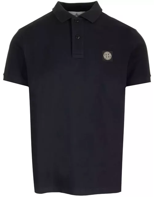 Stone Island Slim Fit Short Sleeve Stretch Polo Shirt With Applied Logo