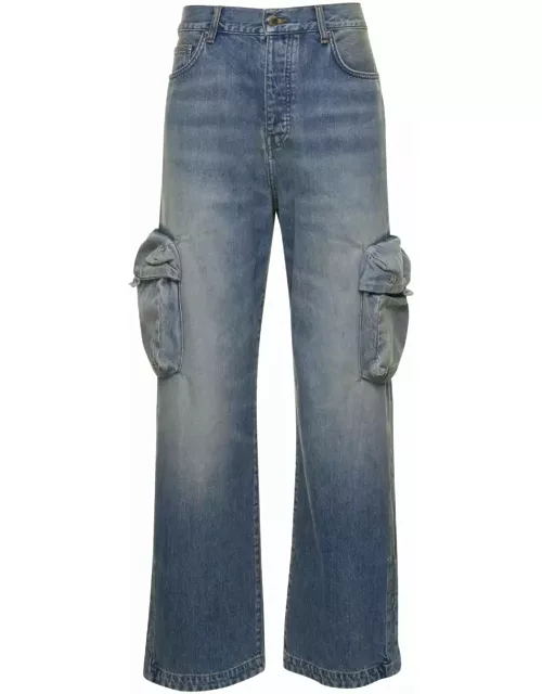 AMIRI Blue Cargo Jeans In Denim Man