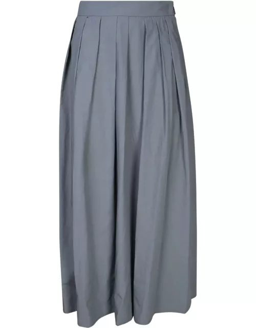 Moorer Ryanne Light Grey Cotton-linen Midi Skirt