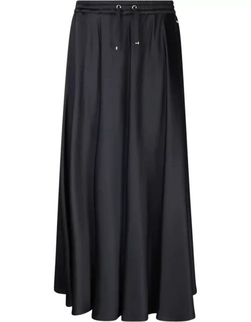 Herno Black Elasticized Midi Skirt