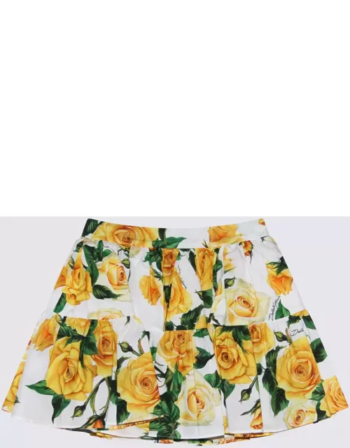 Dolce & Gabbana White, Yellow And Green Cotton Skirt