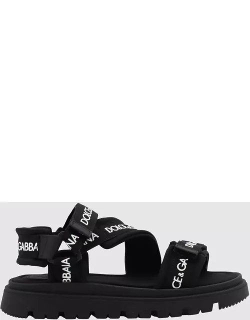 Dolce & Gabbana Black Cotton And Leather Sandal