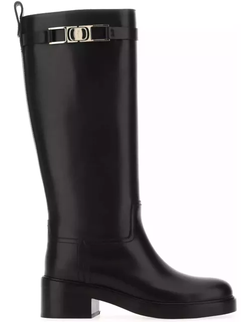 Ferragamo Black Leather Rosalie Boot