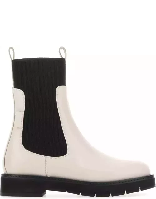 Ferragamo Ivory Leather Rook Ankle Boot