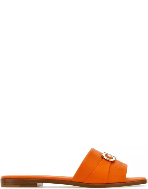 Ferragamo Orange Leather Oria Slipper
