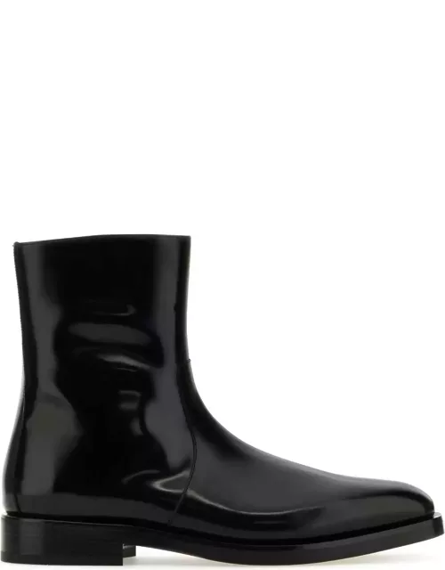 Ferragamo Black Leather Gerald Ankle Boot