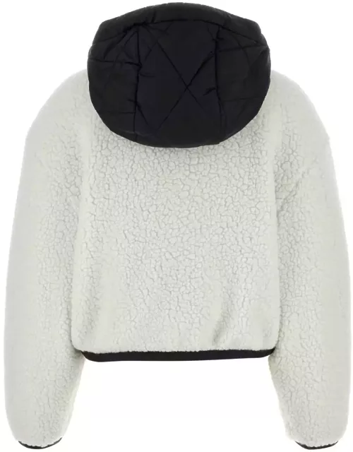 Palm Angels White Teddy Fabric Padded Jacket