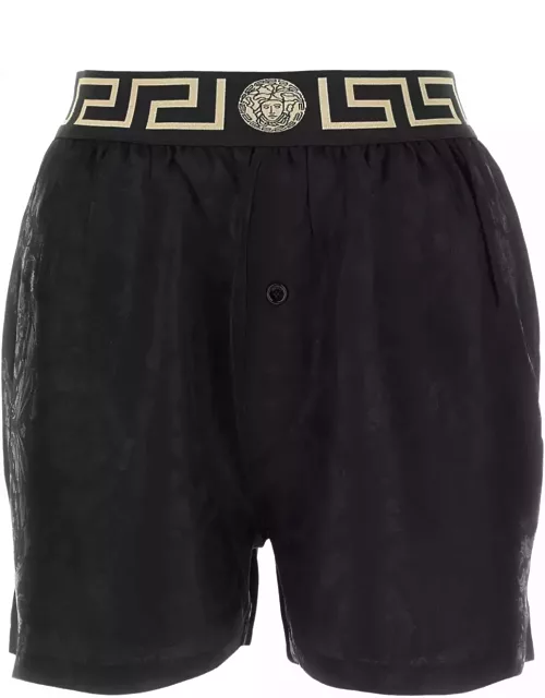 Versace Black Satin Pyjama Bermuda Short