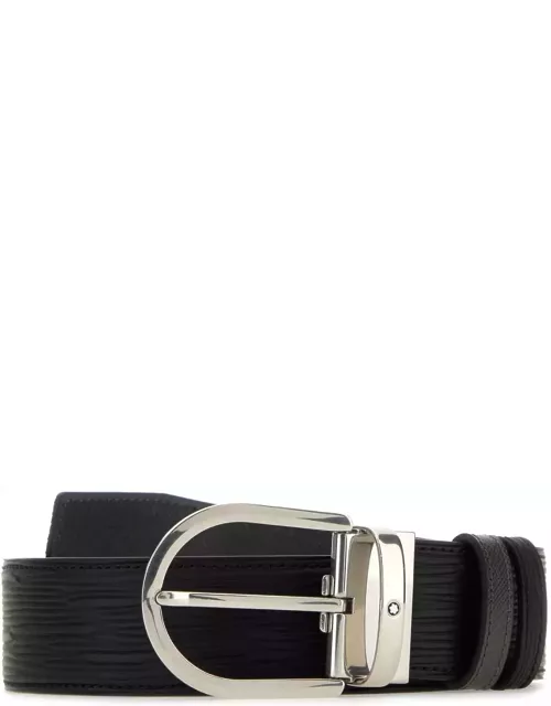 Montblanc Black Leather Reversible Belt