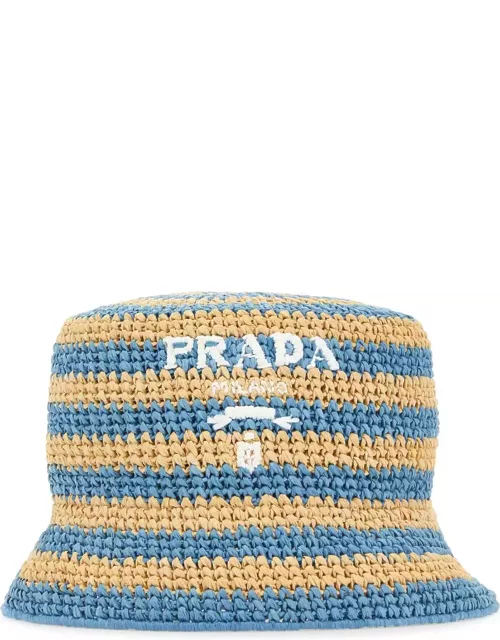 Prada Two-tone Raffia Bucket Hat