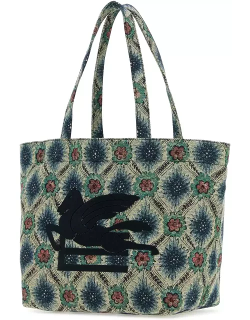Etro Embroidered Canvas Medium Soft Trotter Shopping Bag