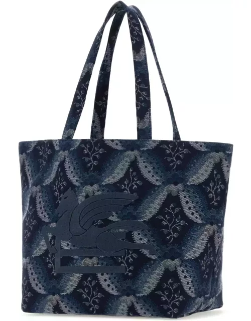 Etro Embroidered Canvas Medium Soft Trotter Shopping Bag