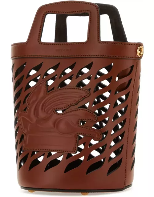 Etro Brown Leather Coffa Bucket Bag