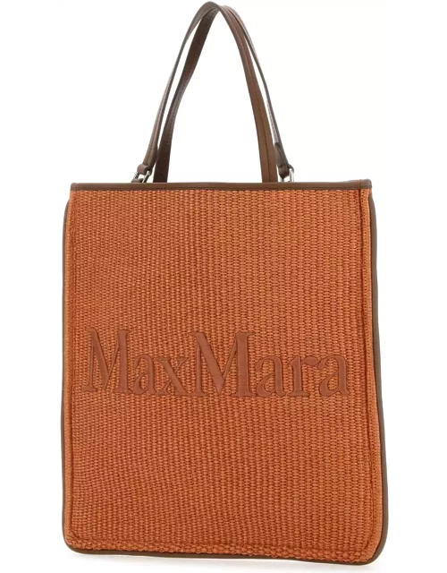 Max Mara Caramel Raffia Easybag Shopping Bag