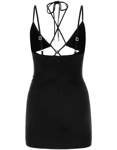 AREA Black Stretch Rayon Blend Mini Dres