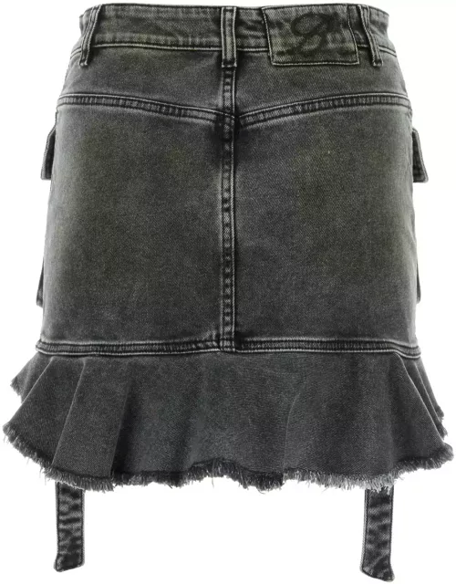 Blumarine Dark Grey Stretch Denim Mini Skirtâ 