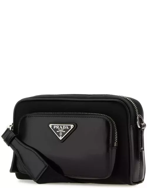 Prada Black Re-nylon And Leather Crossbody Bag