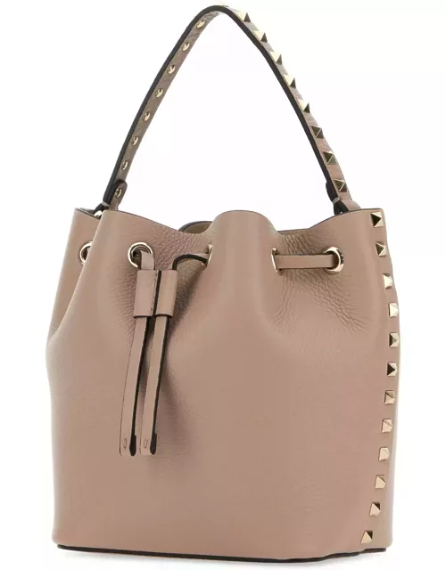 Valentino Garavani Antiqued Pink Leather Rockstud Bucket Bag